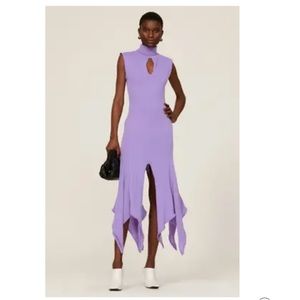 Sleeveless Lavender Keyhole Handkerchief Hem Dress